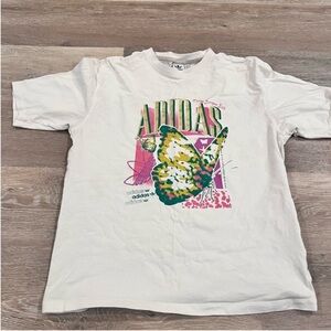 Adidas White Tee with Colorful Butterfly Design